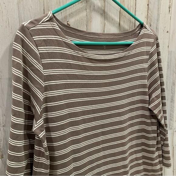 Garnett Hill Organic Cotton Brown Stripe Dress With Pockets - Picture 2 of 7